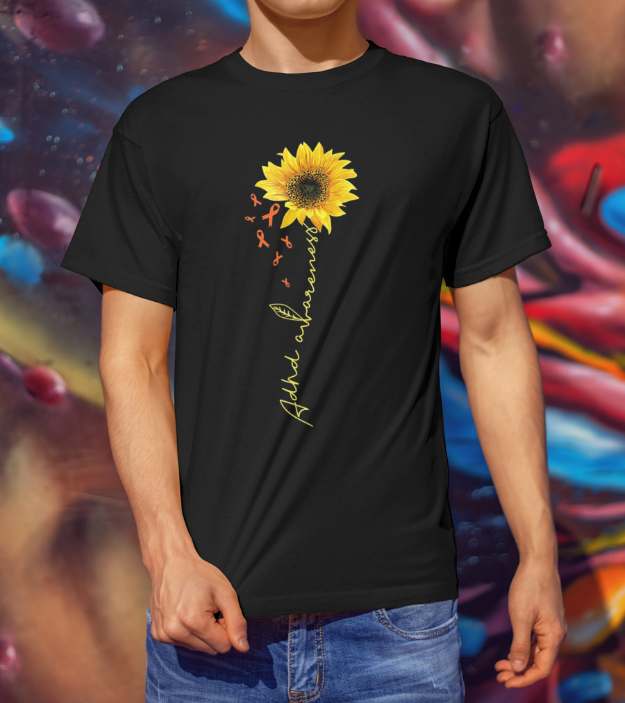 ADHD Awareness Sunflower Ribbon Warrior T-Shirt