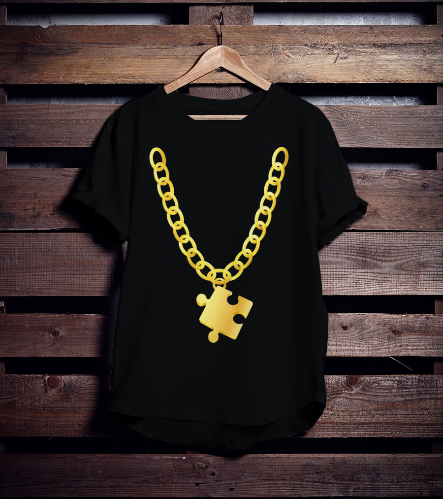 Original Autism Awareness Gold Puzzle Necklace T-Shirt