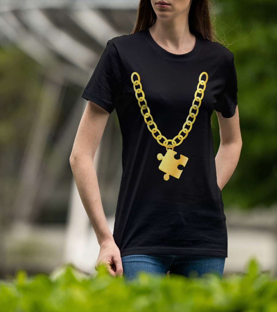 Original Autism Awareness Gold Puzzle Necklace T-Shirt