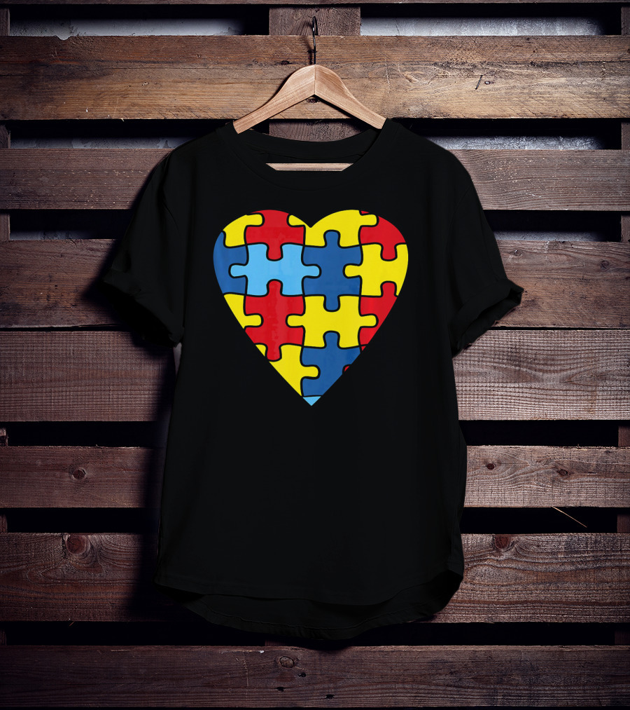 No Words Just Love Puzzle Heart Autism Awareness T-Shirt