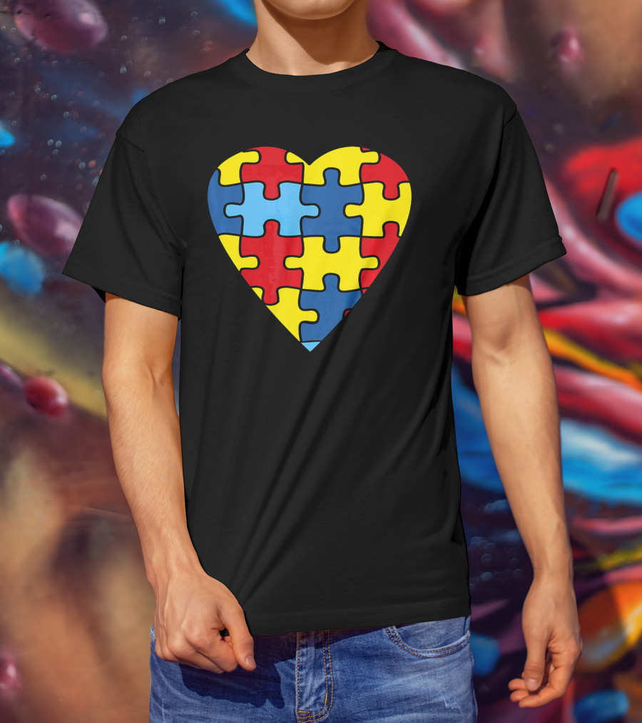 No Words Just Love Puzzle Heart Autism Awareness T-Shirt