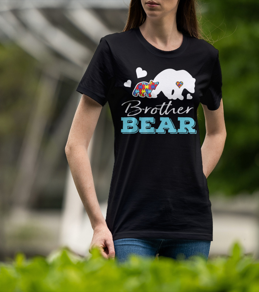 Brother Bear Puzzle Heart Autism Awareness T-Shirt