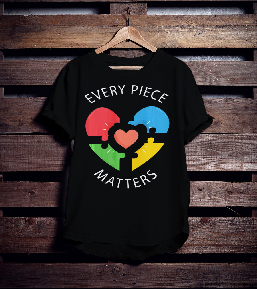 Every Piece Matters Puzzle Heart Colors Autism Awareness T-Shirt
