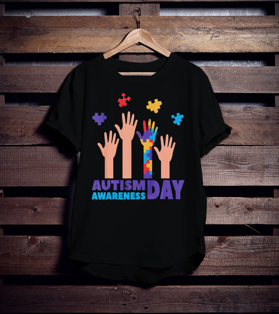 Autism Awareness Day Hands Puzzles T-Shirt