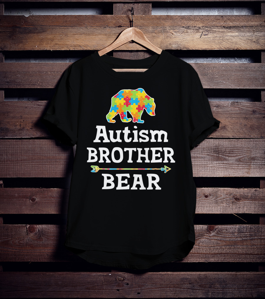 Autism Brother Bear Puzzle Piece Awareness Arrow T-Shirt