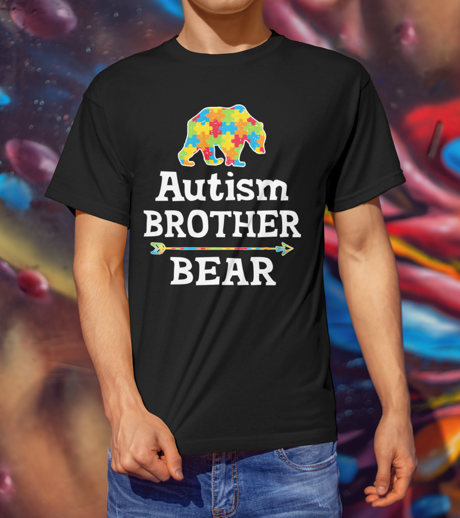 Autism Brother Bear Puzzle Piece Awareness Arrow T-Shirt