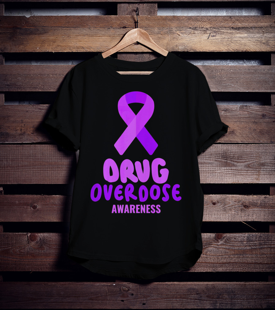 Drug Overdose Awareness Purple Ribbon Awareness T-Shirt
