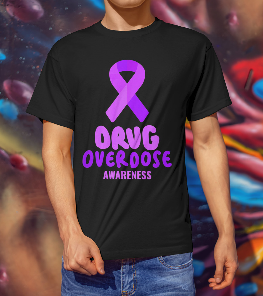Drug Overdose Awareness Purple Ribbon Awareness T-Shirt