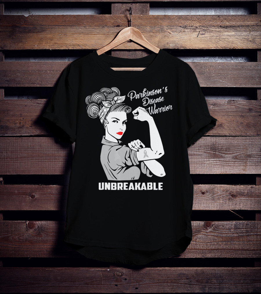 Parkinson's Disease Warrior Unbreakable Rosie The Riveter T-Shirt