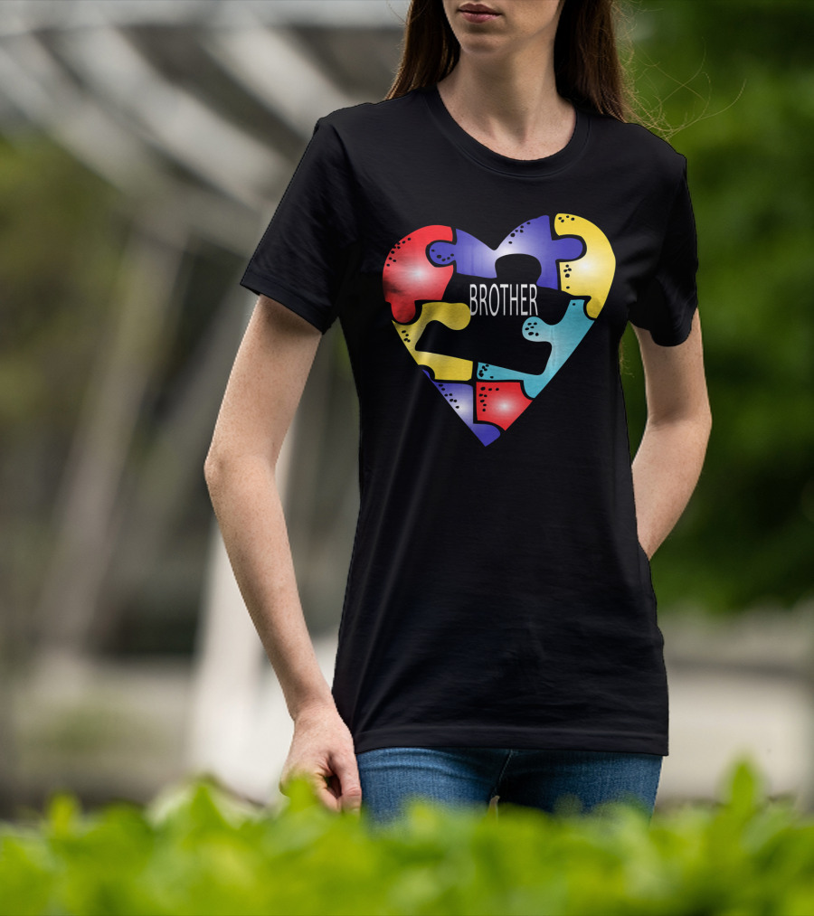 Brother Puzzle Heart Autism Awareness T-Shirt