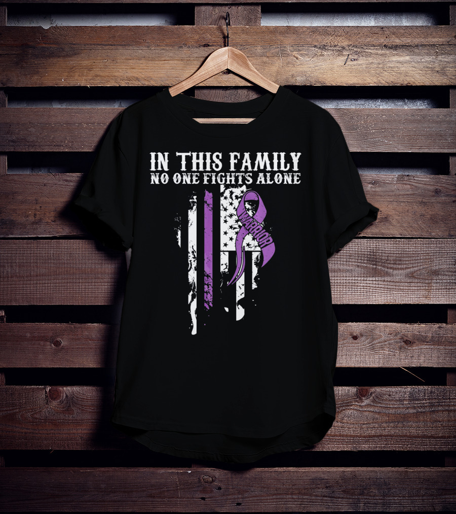 In This Family No One Fights Alone Warrior Epilepsy Awareness T-Shirt