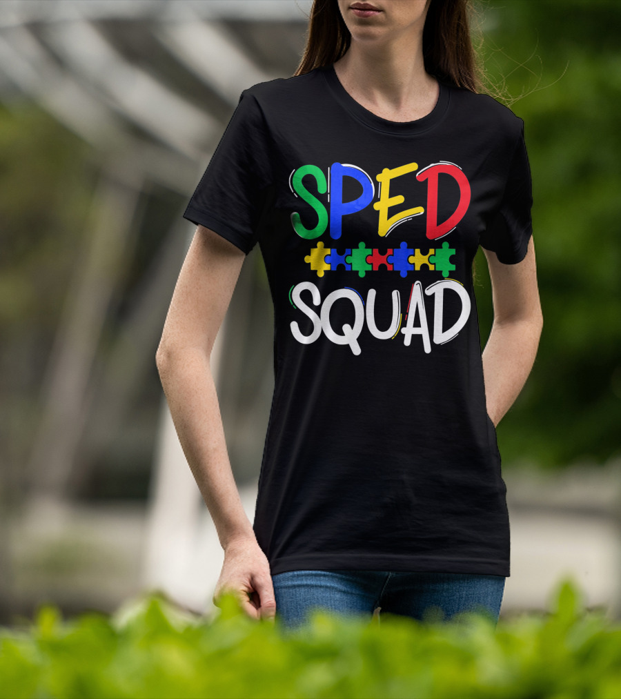 SPED Squad Autism Awareness Puzzle Piece Colors T-Shirt