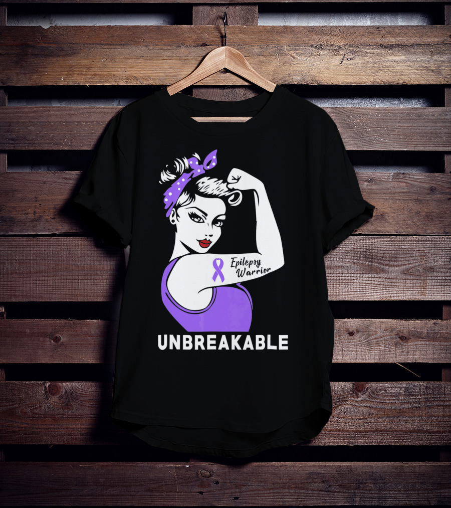 Epilepsy Warrior Unbreakable With Purple T-Shirt