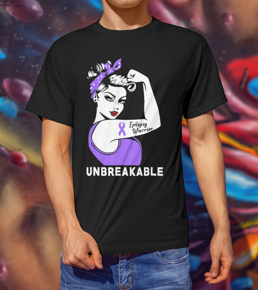 Epilepsy Warrior Unbreakable With Purple T-Shirt