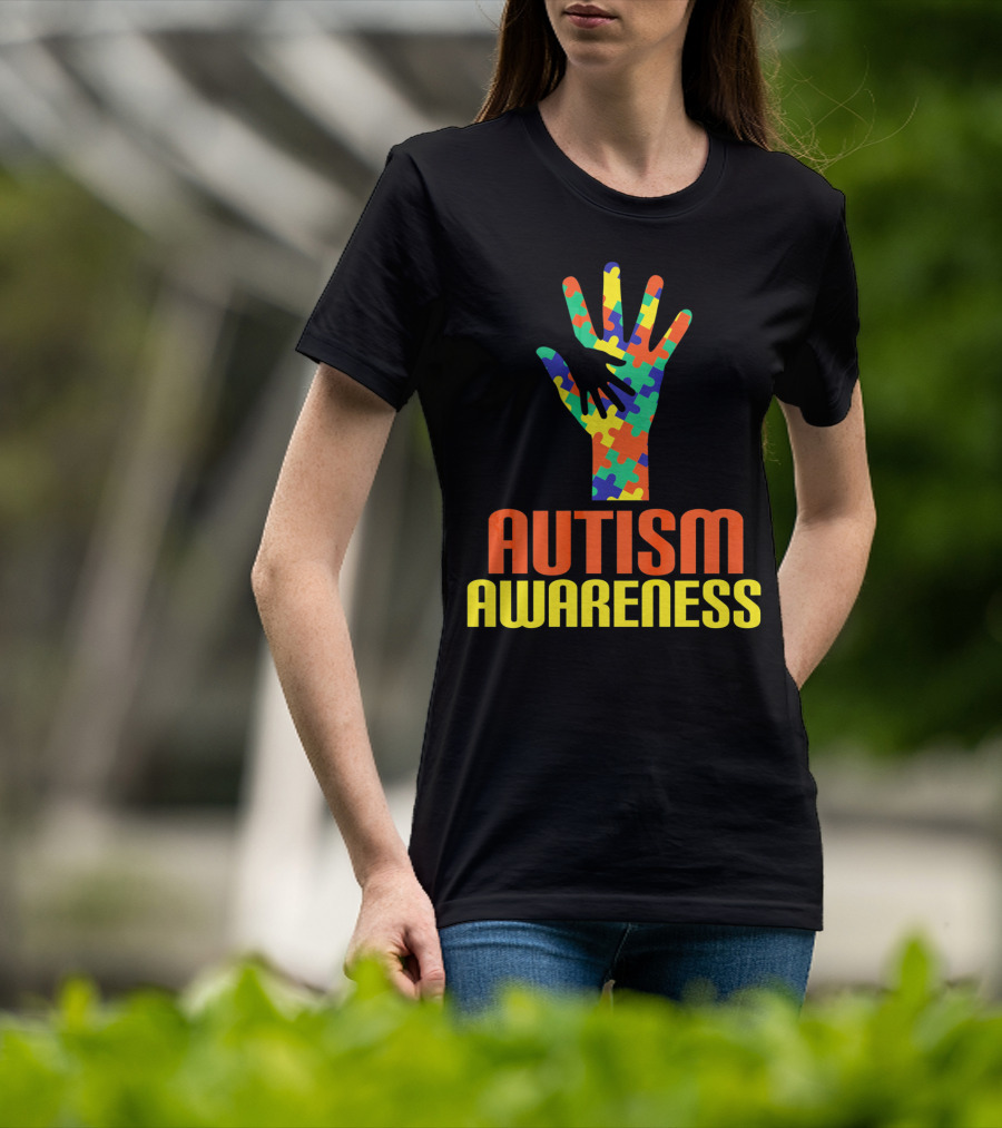 AUTISM AWARENESS Support Autism Speaks Puzzle Piece Hand T-Shirt