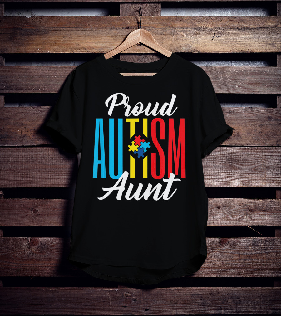Proud Autism Aunt Puzzle Piece Awareness T-Shirt