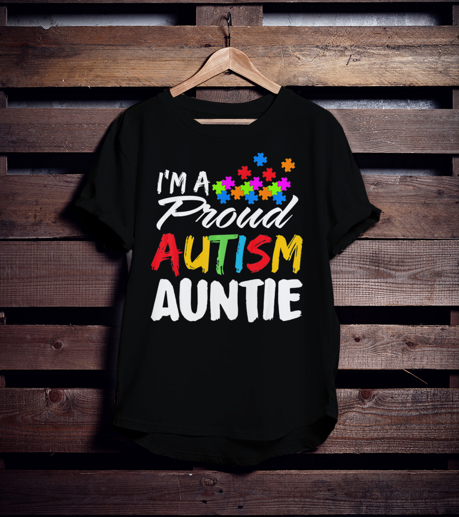 I'm A Proud Autism Auntie Puzzle Piece Colors T-Shirt