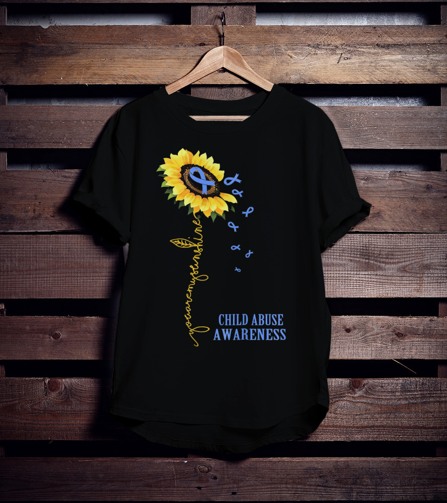 Youaremysunshine Child Abuse Awareness Sunflower Blue T-Shirt