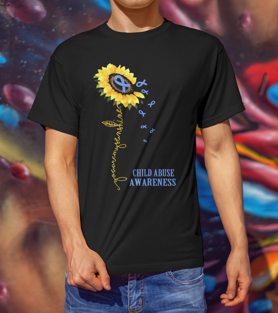 Youaremysunshine Child Abuse Awareness Sunflower Blue T-Shirt