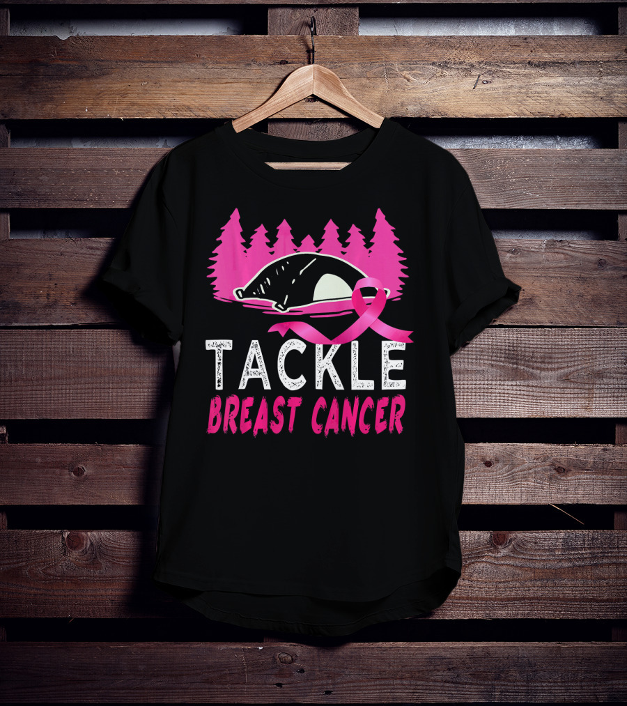 Tackle Breast Cancer Pink Ribbon Football Awareness T-Shirt