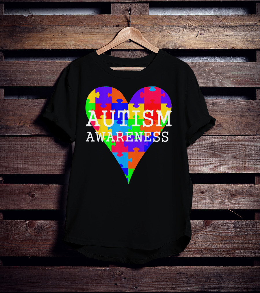 Autism Awareness Puzzle Heart Rainbow T-Shirt