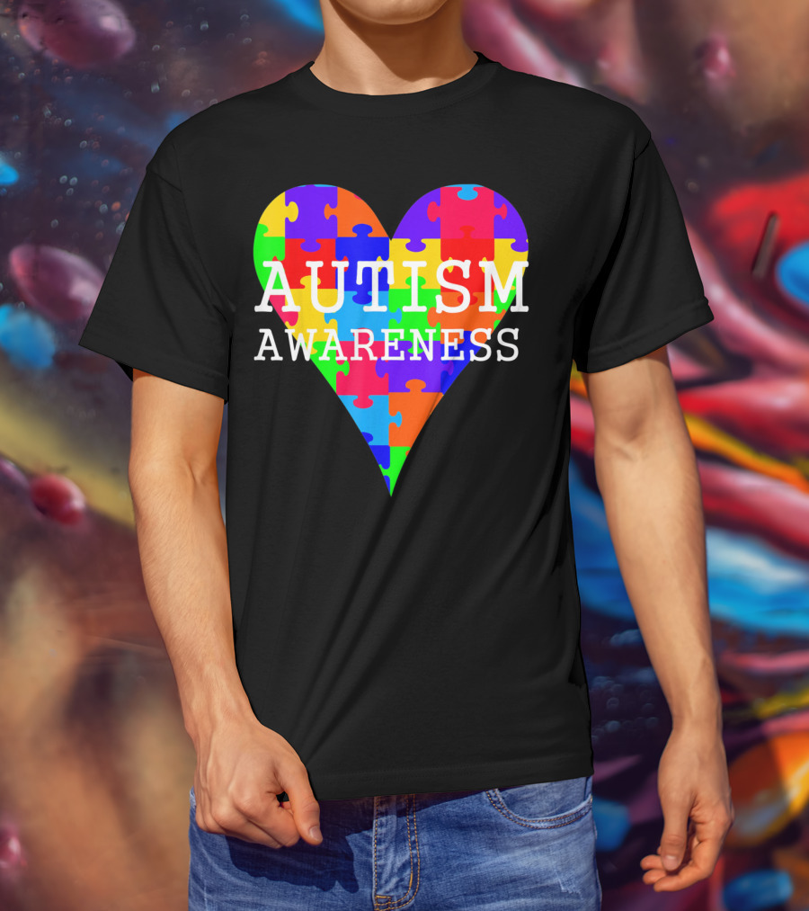 Autism Awareness Puzzle Heart Rainbow T-Shirt