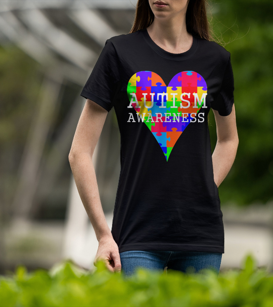 Autism Awareness Puzzle Heart Rainbow T-Shirt