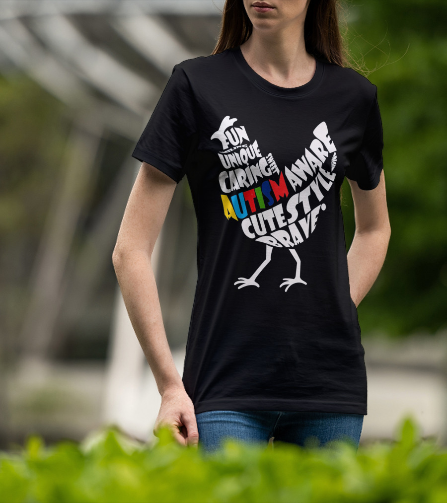 Autism Awareness Brave Fun Unique Caring Chicken T-Shirt
