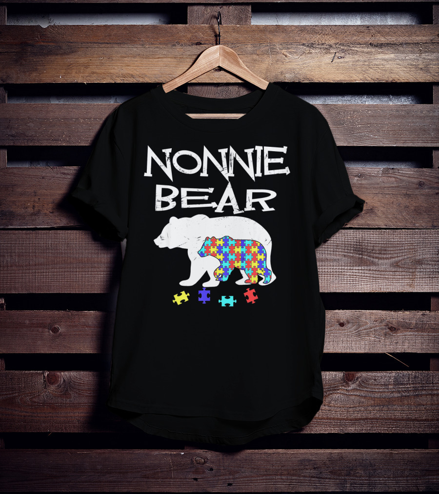 Nonnie Bear Autism Awareness Puzzle Bear T-Shirt