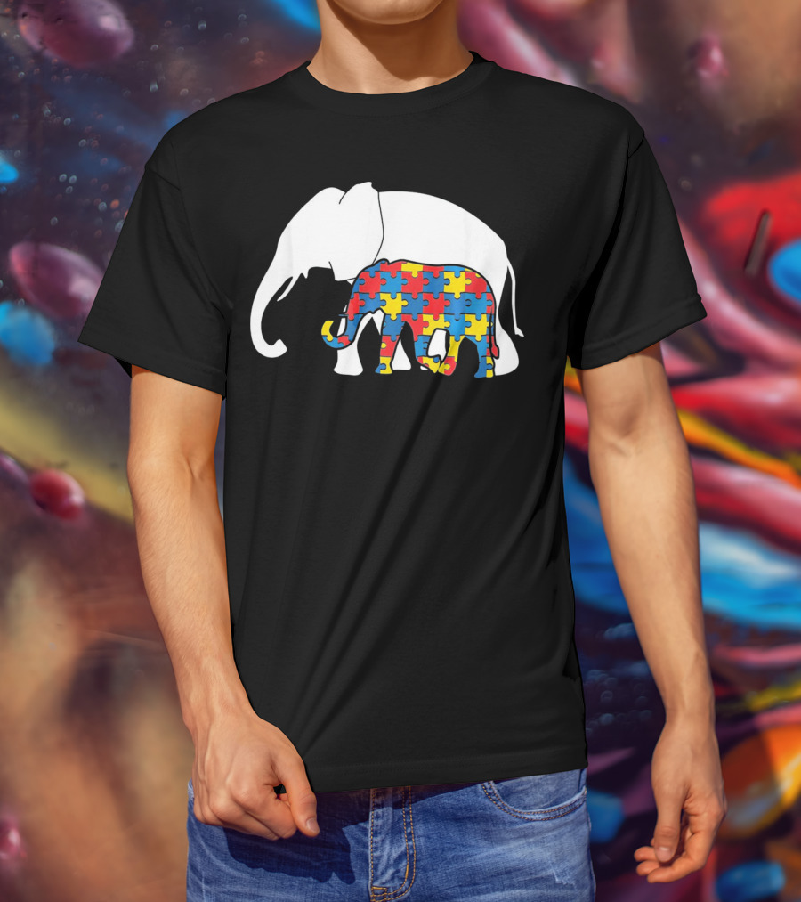 Autism Awareness Puzzle Elephant T-Shirt