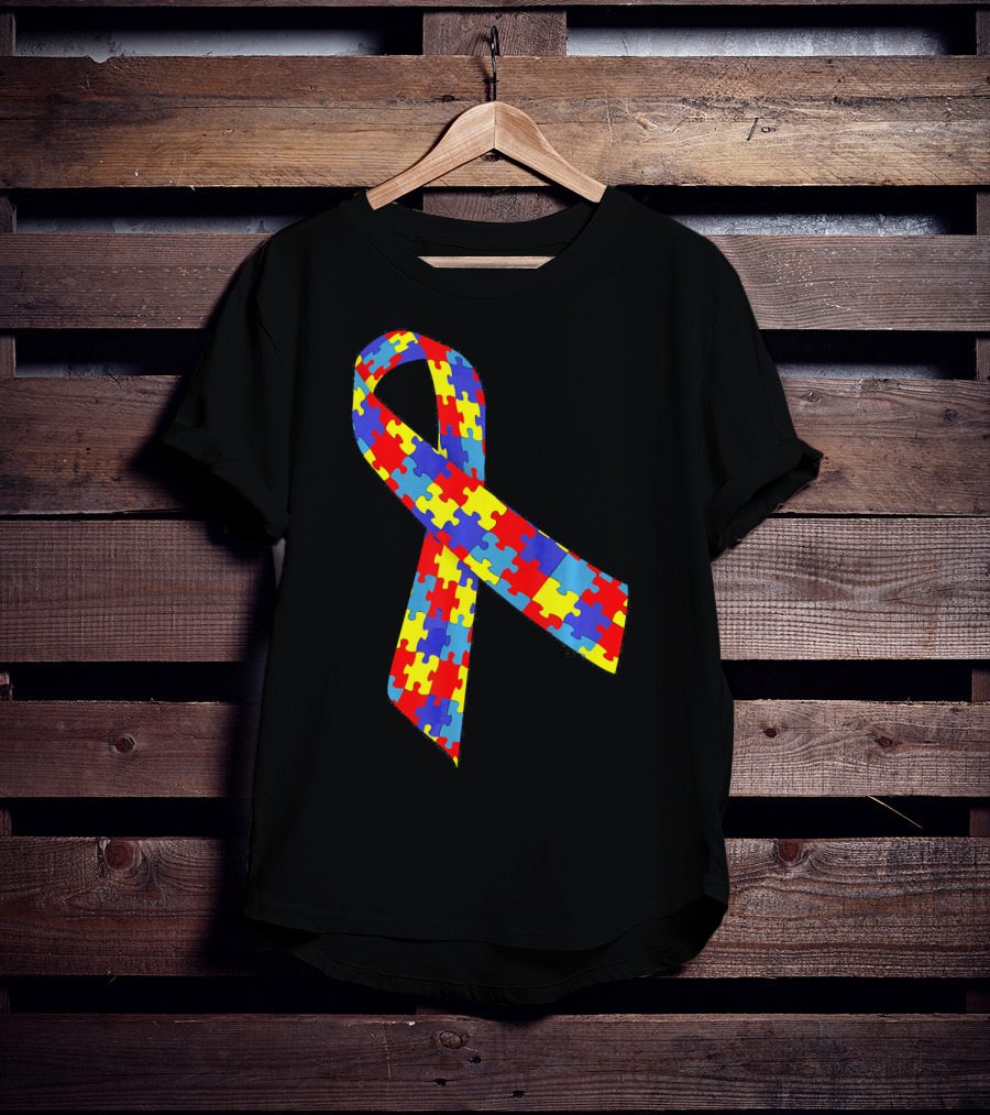 Autism Awareness Puzzle Piece Ribbon Multicolor T-Shirt