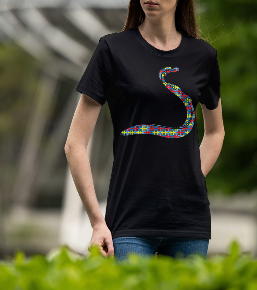 Eel Autism Awareness Kids Carp Fish Puzzle Piece T-Shirt