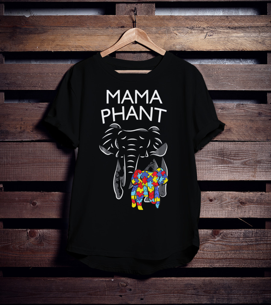 Mama Phant Autism Awareness Puzzle Elephant T-Shirt