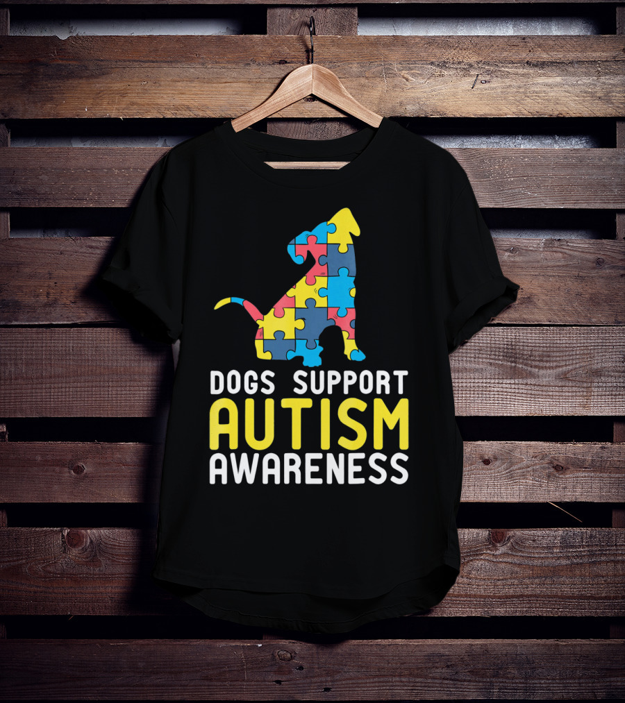 Dogs Support Autism Awareness Novelty Autism Dog Lover Awareness T-Shirt