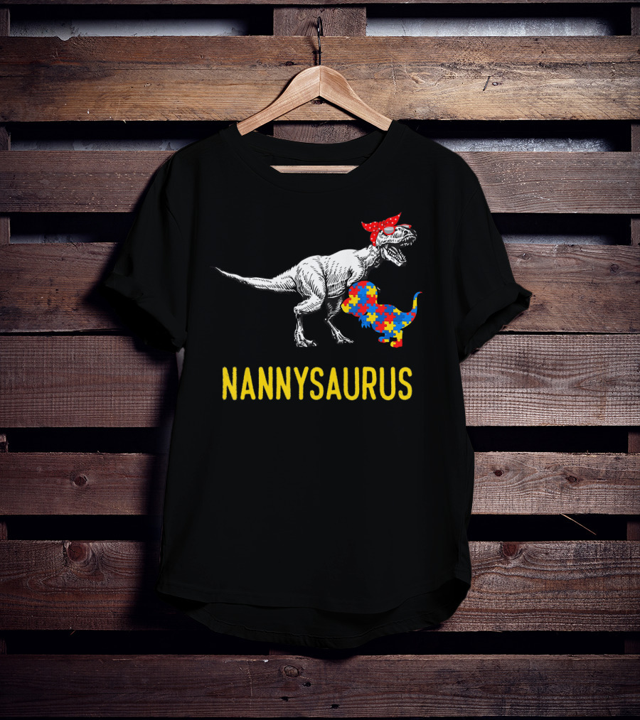 Nannysaurus Dinosaur Autism Puzzle Bandana T-Shirt