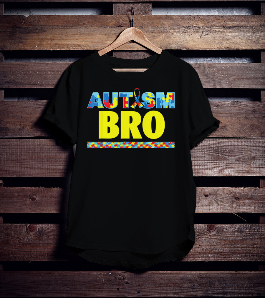 Autism Puzzle Ribbon Bro Brother Awareness Support T-Shirt