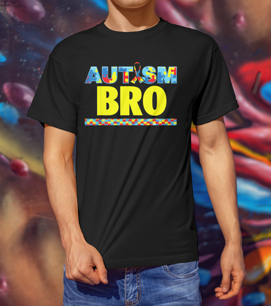 Autism Puzzle Ribbon Bro Brother Awareness Support T-Shirt