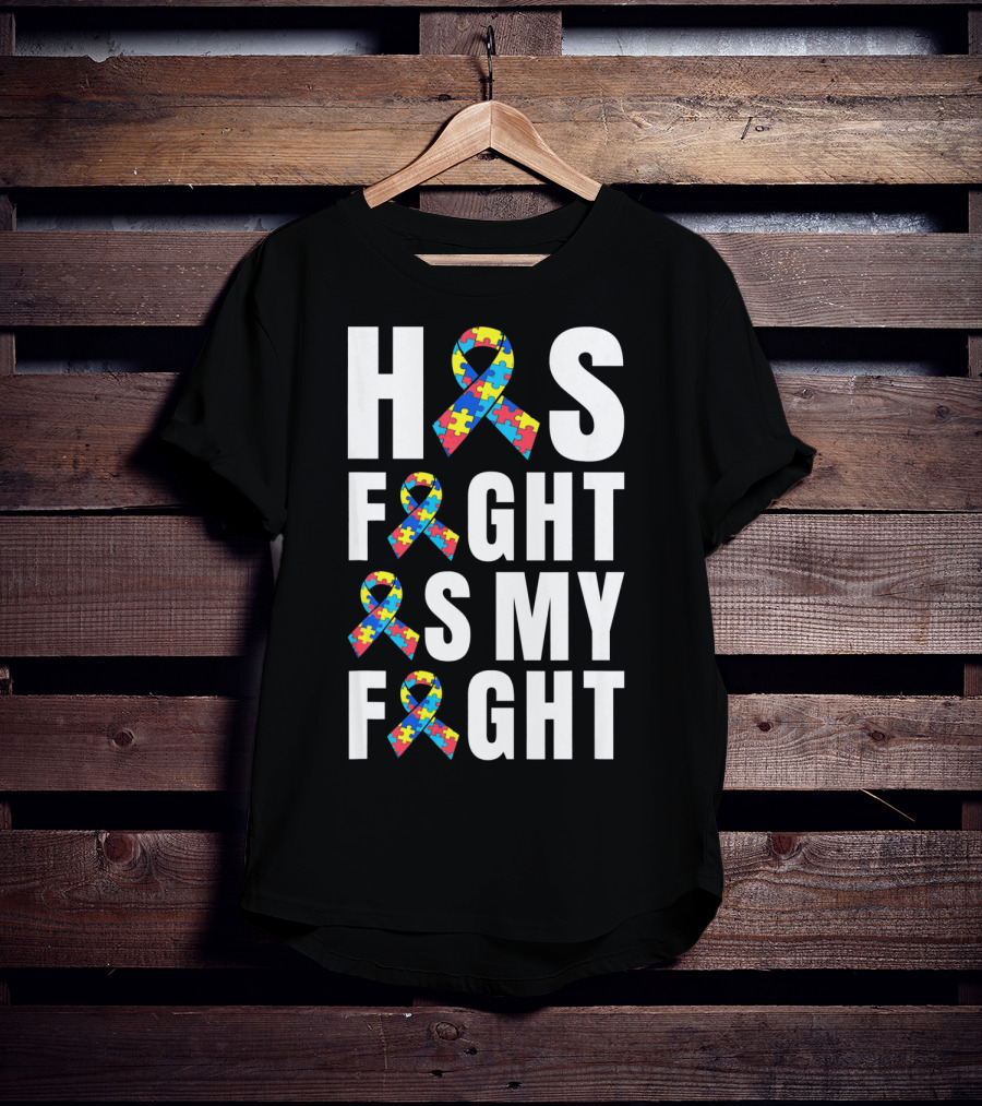 His Fight Is My Fight Autism Awareness Puzzle T-Shirt