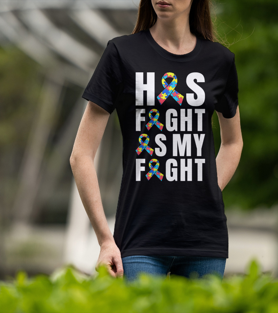 His Fight Is My Fight Autism Awareness Puzzle T-Shirt