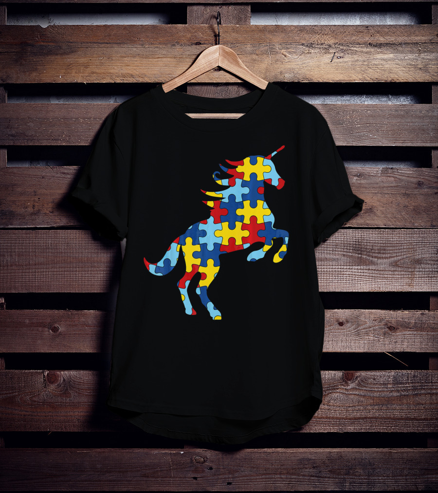 Autism Awareness Day Unicorn Puzzle T-Shirt