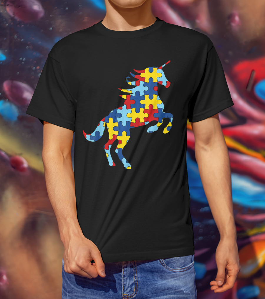 Autism Awareness Day Unicorn Puzzle T-Shirt