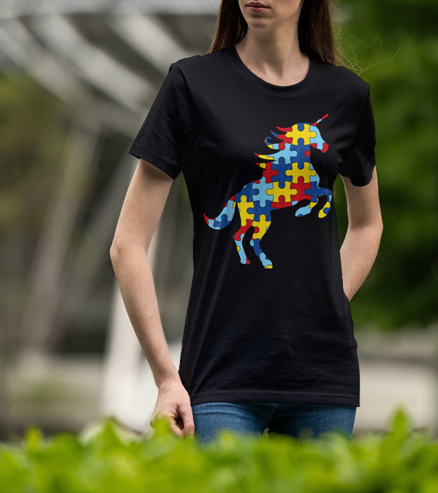 Autism Awareness Day Unicorn Puzzle T-Shirt