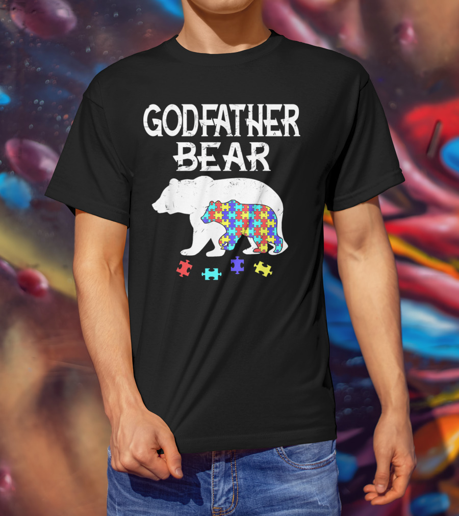 Godfather Bear Autism Awareness Puzzle T-Shirt