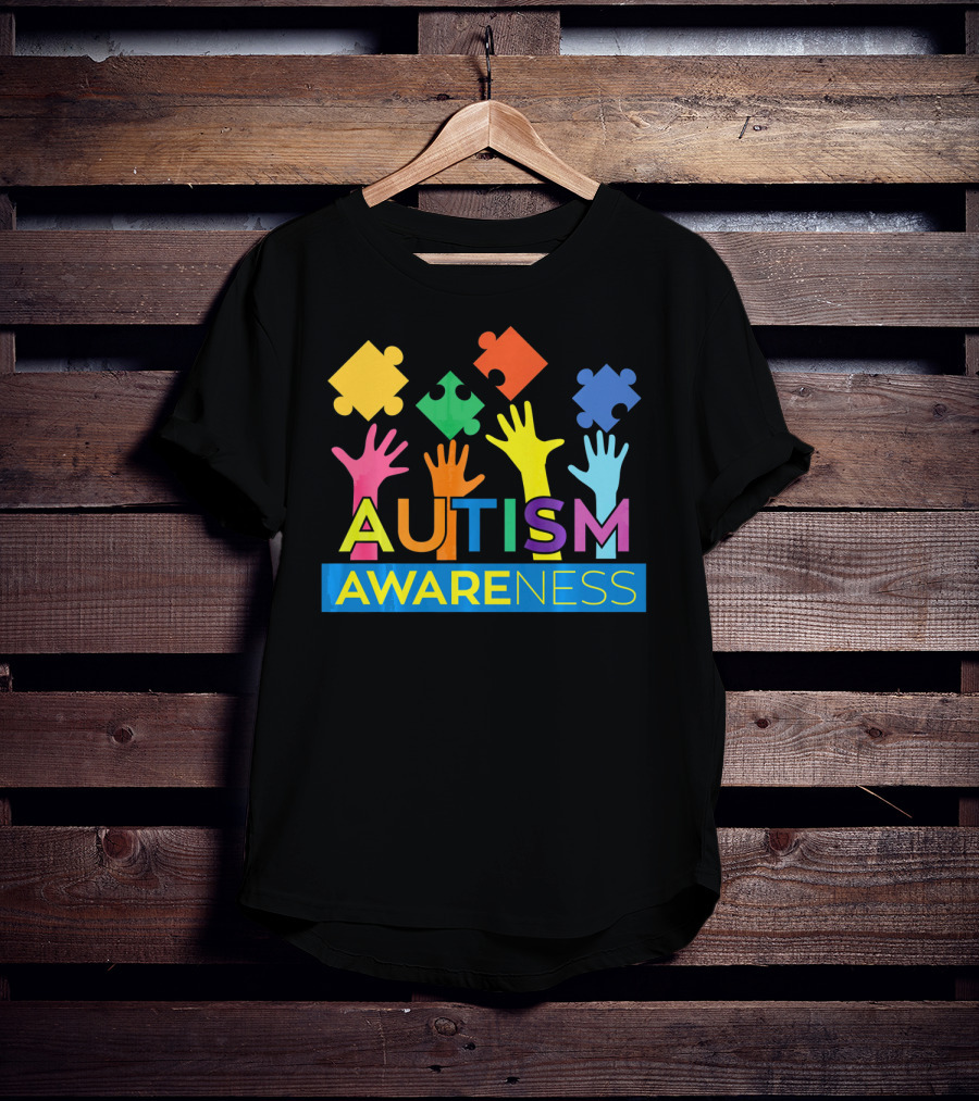 Autism Awareness Colorful Puzzle Hands T-Shirt