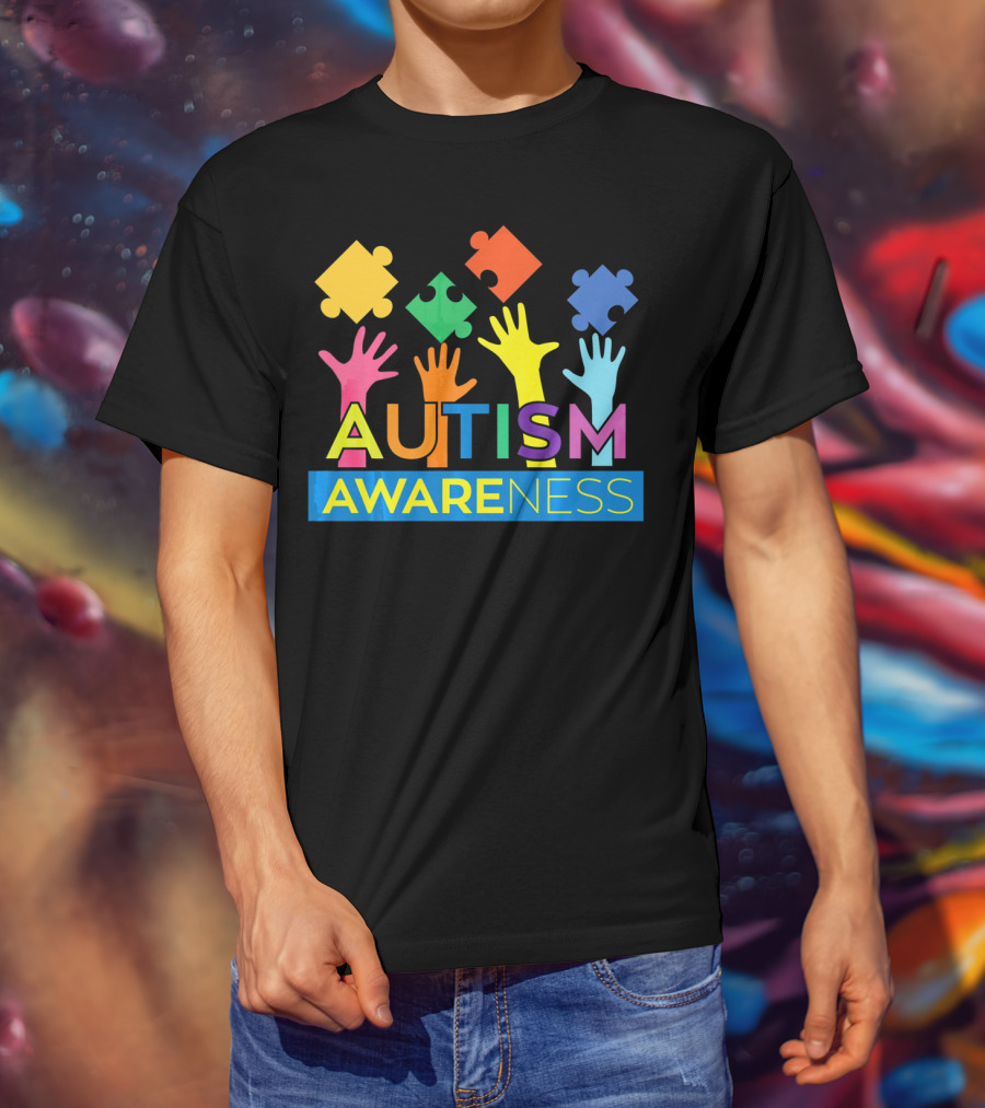 Autism Awareness Colorful Puzzle Hands T-Shirt