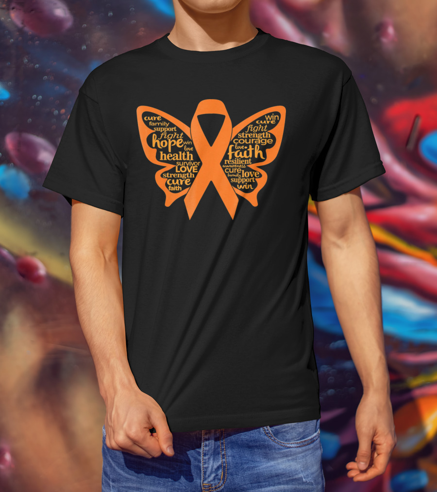 Leukemia Awareness Hope Faith Strength Butterfly T-Shirt