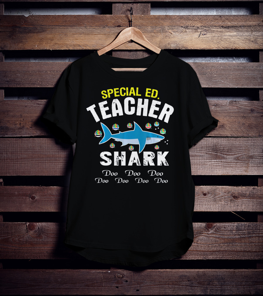 Special Ed Teacher Shark Doo Doo Doo Autism T-Shirt
