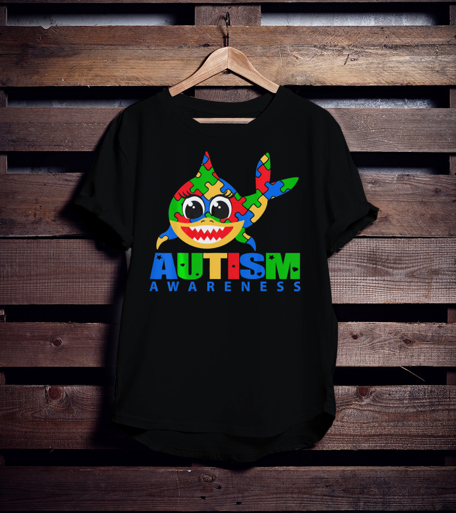 Autism Awareness Colorful Puzzle Shark T-Shirt