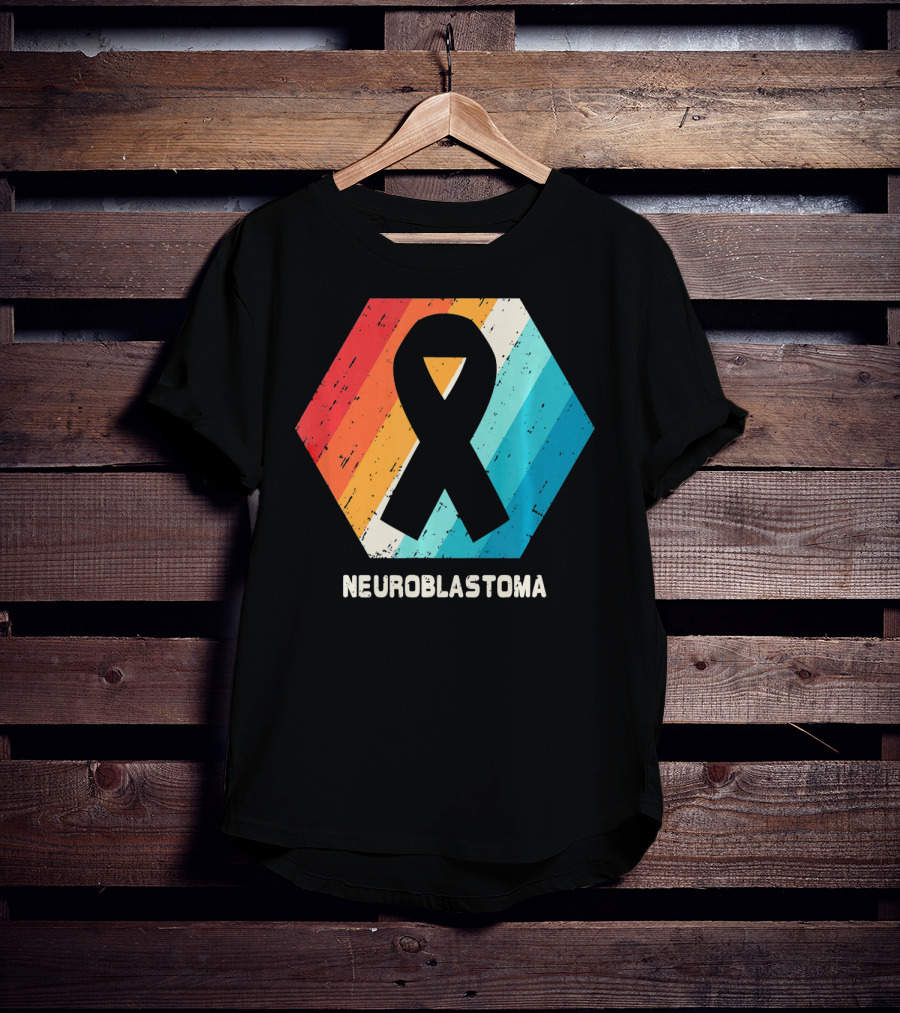 Neuroblastoma Awareness Ribbon Retro Hexagon T-Shirt