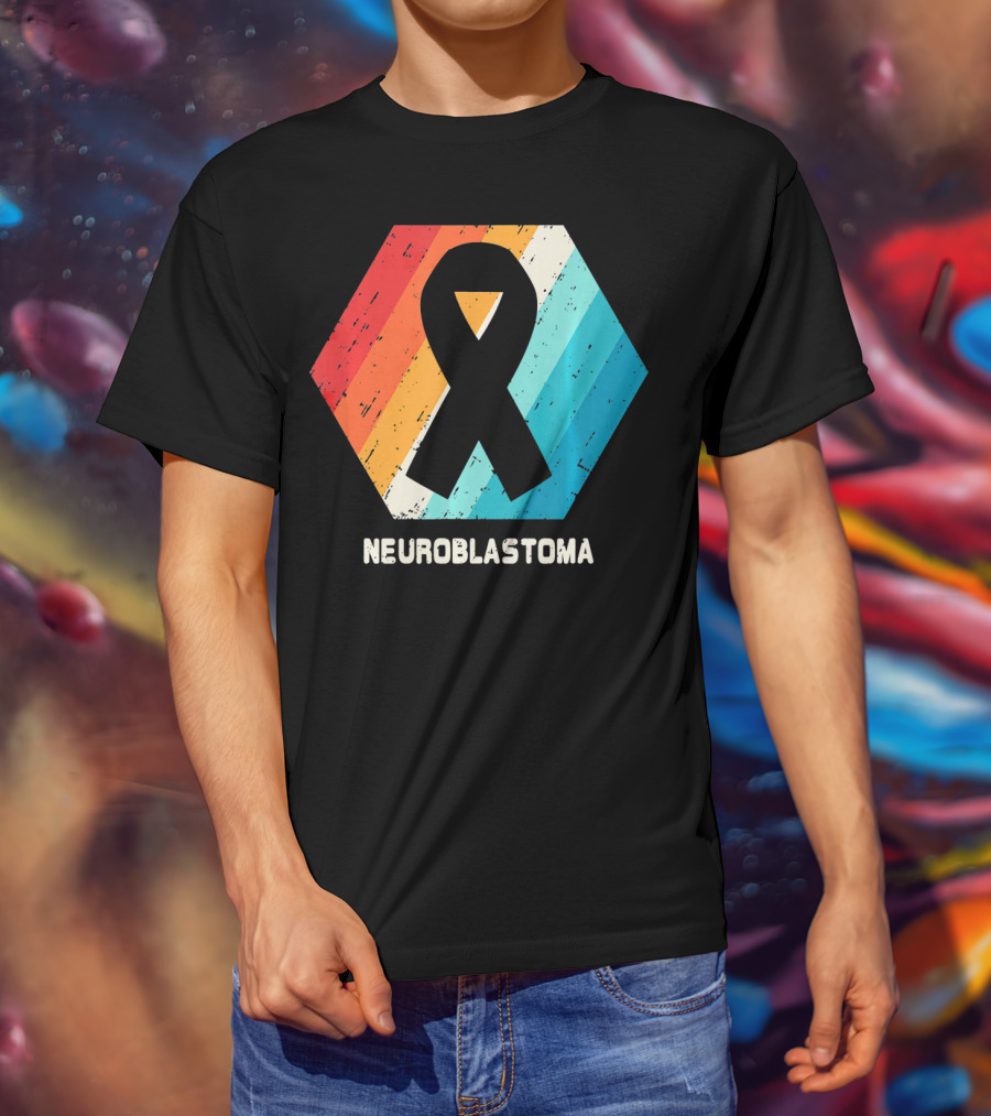Neuroblastoma Awareness Ribbon Retro Hexagon T-Shirt